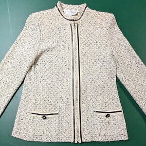 St. John Knit Skirt Suit Leather Trim | Jacket 8 Skirt 10